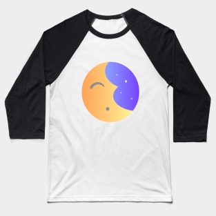 Tired Sleepy Moon In the Sky with Stars Baseball T-Shirt